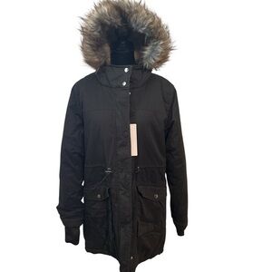 Bootlegger Kismet Eliza Jacket/Parka – Large Deep Green with Faux Fur Hood - NWT